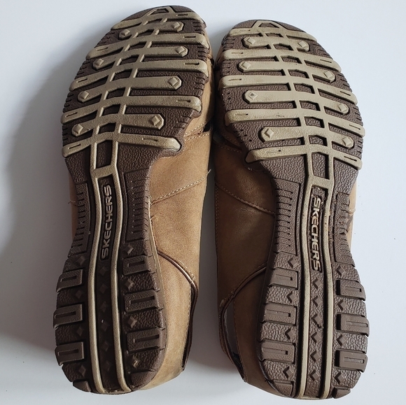 Skechers Y2K Leather Slip On Peep Toe Flats Sz 8 - Picture 10 of 11